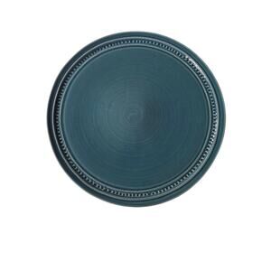 Set of 2 CERAMISIA ITALY Teal Embossed Beaded Band 10.5" Dinner Plate